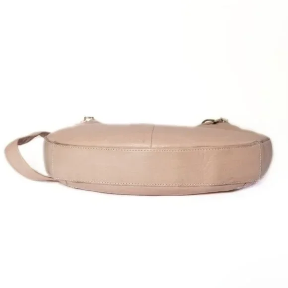 Perlina New York Blush Pink Leather Crescent Hobo Bag Purse Silver Hardware